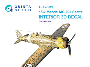 Macchi MC.200 Saetta 3D-Printed & coloured Interior on decal paper (Italeri)