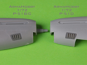 Aircraft detailing sets (resin) 1/72 P-51 Mustang - carburator air filter cover - RAF louvred type - version A (Arma Hobby)