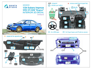 Subaru Impreza WRX STi GDB Bugeye 3D-Printed & coloured Interior on decal paper (Tamiya)