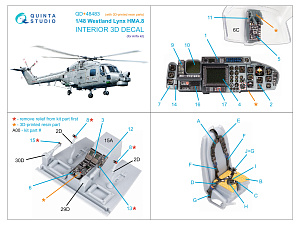 Lynx HMA8 3D-Printed & coloured Interior on decal paper (Airfix) (with 3D-printed resin parts)