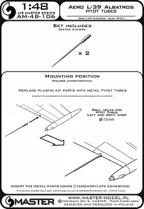 Aircraft guns (brass) 1/48 Aero L-39C Albatros - Pitot Tubes 