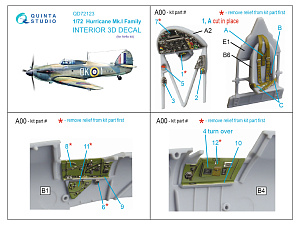 Hurricane Mk.I family 3D-Printed & coloured Interior on decal paper (Airfix)