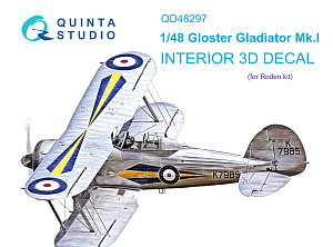 Gloster Gladiator MKI 3D-Printed & coloured Interior on decal paper (Roden)