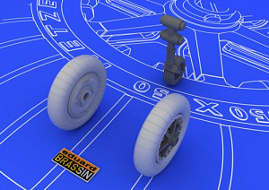 Additions (3D resin printing) 1/48 Messerschmitt Bf-109E wheels with weighted tyre effect (designed to be used with Eduard kits)