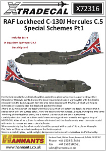 Decal 1/72 RAF Lockheed C-130J Hercules C.5 Special Schemes Pt1 (1) (Xtradecal)