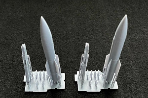 Additions (3D resin printing) 1/48 Rocket R-37m + AKU 620E 2 pcs. Set (KepModels)