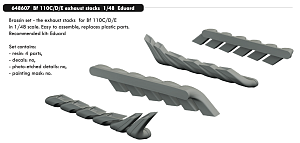 Additions (3D resin printing) 1/48 Messerschmitt Bf-110C/Bf-110D/Bf-110E exhaust stacks (designed to be used with Eduard kits) 