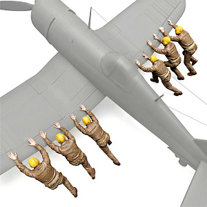 Addition (resin) 1/48 US Navy Deck Crew Pushing Aircraft WWII (6 Figures) (SX-Art)