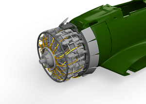 Additions (3D resin printing) 1/48 Mitsubishi A6M2 Zero engine complete (designed to be used with Eduard kits) 