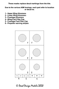 Mitsubishi A6M1/A6M2/A6M3 National Insignia paint masks without white outline (designed to be used with Hasegawa kits)