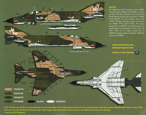 Decal 1/48 McDonnell F-4E Phantom 388th TFW at Korat RTAB 1968 coded JJ and JV all with shark(Zotz)