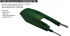 Additions (3D resin printing) 1/48Mikoyan MiG-15 gun barrels (designed to be used with Bronco Model and Hobby 2000 kits)