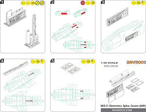 Additions (3D resin printing) 1/48 Collection of 4 sets for MiG-31 (AMK) (Raymoco)