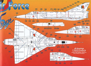 Decal 1/72 Belgian Air Force Dassault-Mirage 5 Stencilling & zappings (Daco Products)