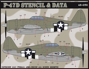 Decal 1/48 Republic P-47D Thunderbolt Stencils and Data (Furball Aero-Design)