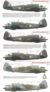 Decal 1/72 Bristol Beaufighter Mk.IF X7583 (WM-E + WM-T) (AML)