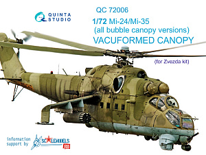 Mi-24/35 all bubble-version vacuuformed clear canopy (for Zvezda kit)