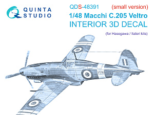 Macchi C.205 Veltro 3D-Printed & coloured Interior on decal paper (Hasegawa/Italeri) (Small version)