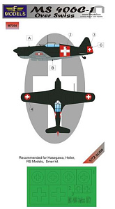 Paint Mask 1/72 Morane-Saulnier MS.406C1 over Swiss national insignia (LF Models)