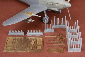 Additions (3D resin printing) 1/48 Wing Cannon & Rocket set for Hispano HA-1112 Tripala/Buchon - Spanish Air Force (designed to be used with Tamiya kits)[Messerschmitt Bf-109G-2]