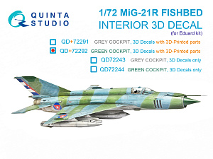 MiG-21R (Green panels) 3D-Printed & coloured Interior on decal paper (Eduard) (with 3D-printed resin parts)