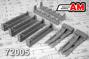 Additions (3D resin printing) 1/72 Two-post beam holder with holders BD3-USK (Advanced Modeling) 