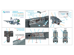 MiG-21R (grey cockpit panels) 3D-Printed & coloured Interior on decal paper (Eduard) (with 3D-printed resin parts)