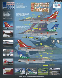 Decal 1/48 Lockheed-Martin F-16MLU Royal Danish Air Force Anniversary Vipers (Two Bobs)