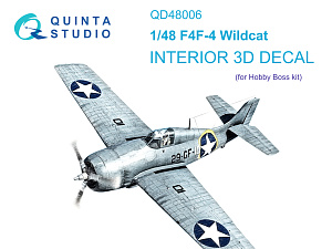 F4F-4 Wildcat 3D-Printed & coloured Interior on decal paper  (HobbyBoss)