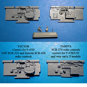 Additions (cast) 1/48 P-47D Thunderbolt Corrected Cockpit Sidewalls (for Tamiya) (Vector) 