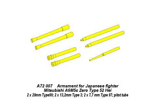 Aircraft detailing sets (brass) 1/72 Armament for Japanese fighter Mitsubishi A6M5c Zero