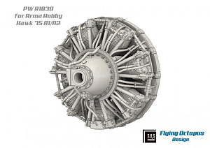 Additions (3D resin printing) 1/72 Curtiss H-75 A1/A2 Hawk engine set (designed to be used with Arma Hobby kits)