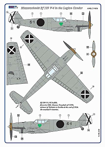 Decal 1/72 Messerschmitt Bf-109V3,V4 / 2 decal versions Legion Condor in Spain (AML)