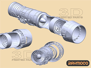 Additions (3D resin printing) 1/48 Turbo Jet Engine D-30F6 (AMK) (2 Sets) (for MiG-31) (Raymoco)