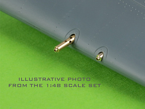 Aircraft detailing sets (brass) 1/72 Grumman F4F-3 Wildcat LATE - .50 Browning gun barrels with round holes & Pitot Tube (two options) 