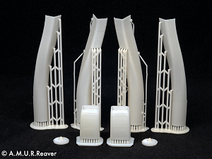 Additions (3D resin printing) 1/48 Air intakes and composite ducts for the SEPECAT Jaguar GR.1/Gr.1A model (A.M.U.R.Reaver) 