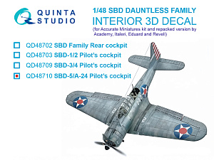 SBD-5 Dauntless/A-24B Banshee Pilot's cockpit 3D-Printed & coloured Interior on decal paper (Accurate Miniatures/Academy/etc)