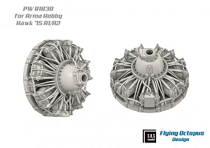 Additions (3D resin printing) 1/72 Grumman F4F-4 Wildcat engine & exhaust set Arma Hobby
