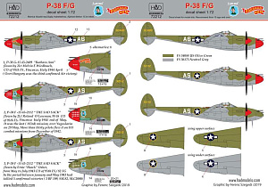 Decal 1/72 P-38 F/G above Europe (3x camo) (HAD)