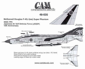 Decal 1/48 McDonnell F-4E PhantomJ (Kai) 306 TFS 10th Anniversary Japanese ASDF. Double sheet (CAM)