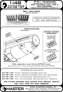 Aircraft detailing sets (resin) 1/48 P-51 Mustang - carburator air filter cover - RAF louvred type - version A (designed to be used with Eduard kits)