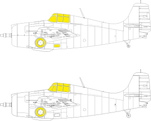 Paint Mask 1/48 Grumman F4F-3 Wildcat TFace canopy frame paint mask (inside & outside)(Eduard)