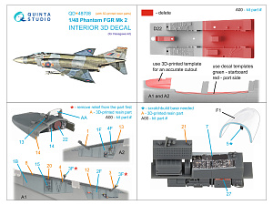 F-4M Phantom FGR.2 3D-Printed & coloured Interior on decal paper (Hasegawa) (with 3D-printed resin parts)