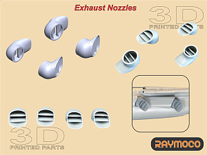 Additions (3D resin printing) 1/48 SEA HARRIER FA 2 Engine, Exhaust Nozzles, Electronics, Radar. (Raymoco)