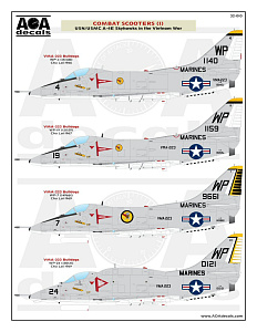 Decal 1/32 Description:Combat Scooters (1) - USN/USMC Douglas A-4E Skyhawks in the Vietnam War. This Part 1 (AOA Decals)