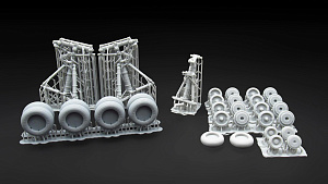 Additions (3D resin printing) 1/72 Ilyushin IL-18, Il-20, Il-22, Il-38 Landing gears with wheels (designed to be used with A-Model kits)
