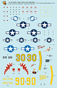 Decal 1/72 Martin B-26C Marauder Nose art and markings for 'Ann' and 'Miss Des Moines" (Bombshell)