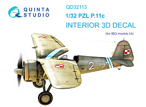 PZL P.11c 3D-Printed & coloured Interior on decal paper (IBG model)