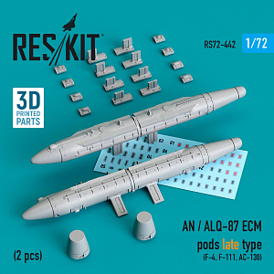 Additions (3D resin printing) 1/72 AN / ALQ-87 ECM pods late type (2 pcs) (ResKit)