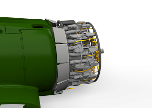 Additions (3D resin printing) 1/48 Mitsubishi A6M2 Zero engine complete (designed to be used with Eduard kits) 